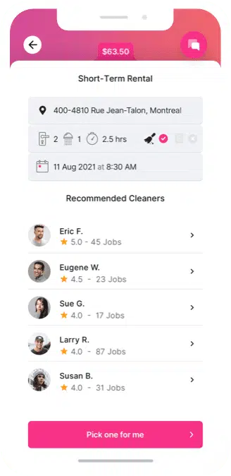 Cleanster app list of recommended cleaners